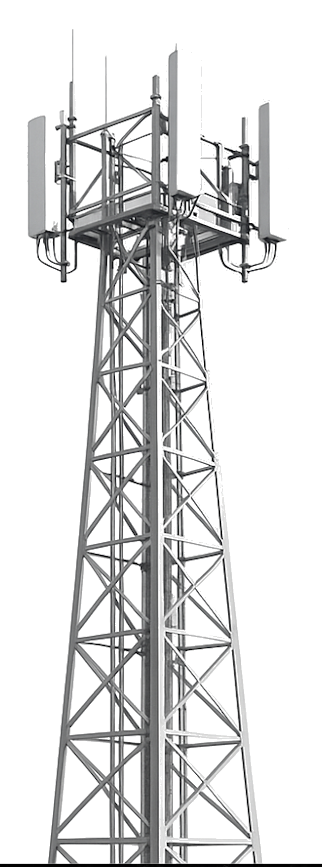 3D render of a telecom tower showing digital twin technology